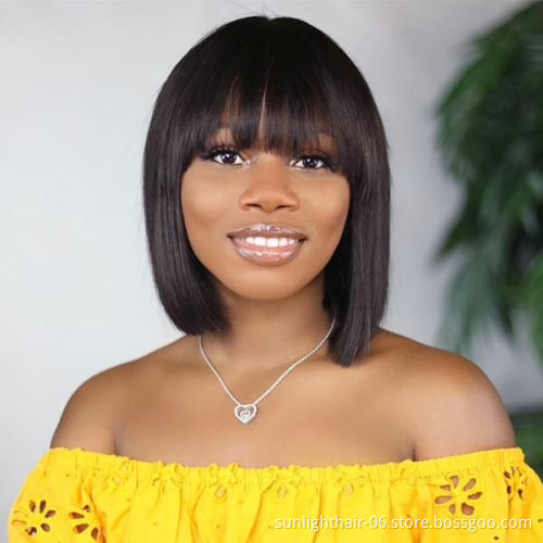 Sunlight Vendo Machine Sewing Making Guangzhou Straight Made Pixie Belle Short Weave Bob Perm Human Wig No Lace